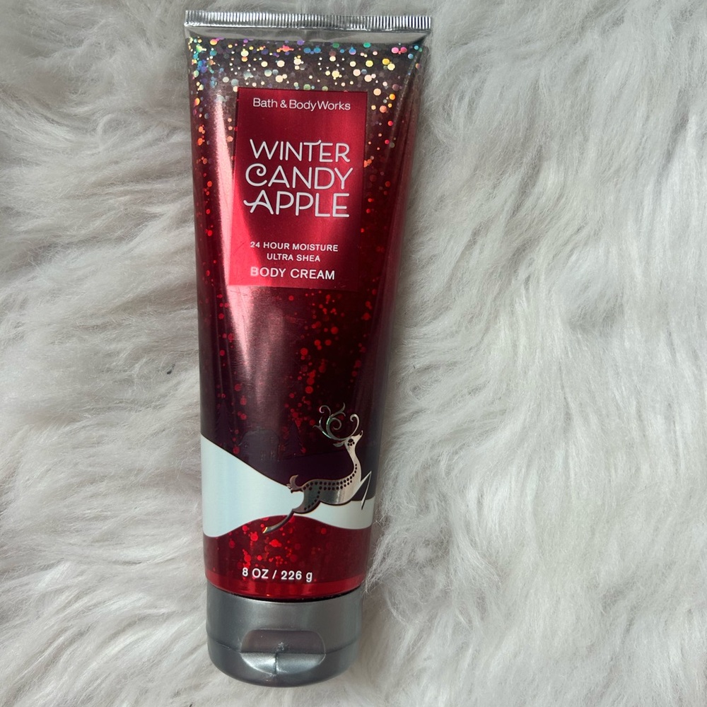 Bath & Body Works Winter Candy Apple Body Cream - Red with Silver Accents